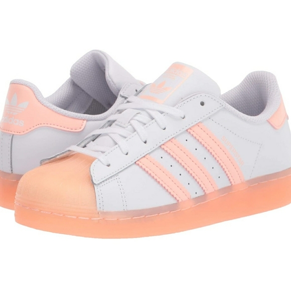 ⭐ADIDAS SUPERSTAR WHITE CORAL CLASSIC SNEAKER NEW⭐ - Picture 2 of 11